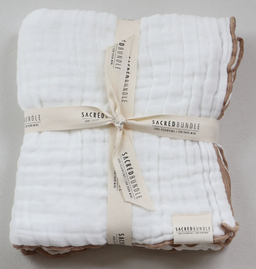 Organic Cotton Baby Blanket Blanc